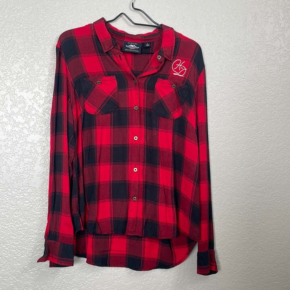 Genuine Harley Davidson lightweight button up plaid long sleeve shirt XL